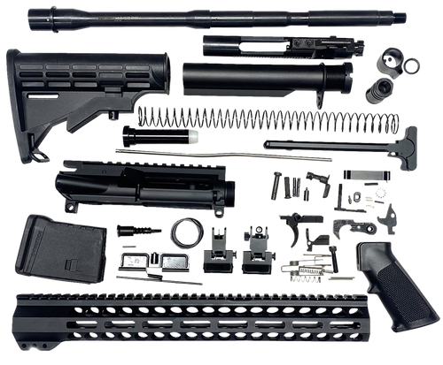 Bowden Tactical J27113 AR Rifle Build Kit  Complete, 13" M-Lok Handguard, Mil-Spec Parts, Flip Up Sights
