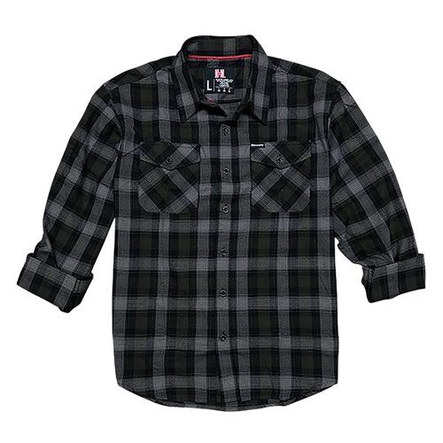 Hornady Gear 32216 Flannel Shirt  3XL Olive/Black/Gray,  Cotton/Polyester, Relaxed Fit Button Up
