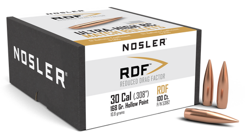 Nosler 53182 RDF Match 30Cal 168gr Hollow Point Boat Tail 100/Box