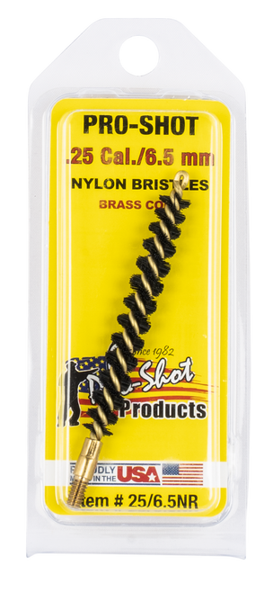 Pro-Shot 2565NR Bore Brush  .25 Cal/ 6.5mm Rifle #8-32 Thread Nylon Bristles Brass Core