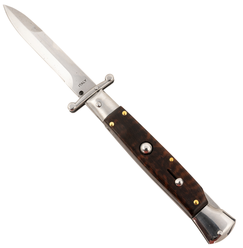 Steel River Knives SGSWP Spartan  3.9" Italian Bayonet Polished Blade 5.1" Snakewood Handle Side Open