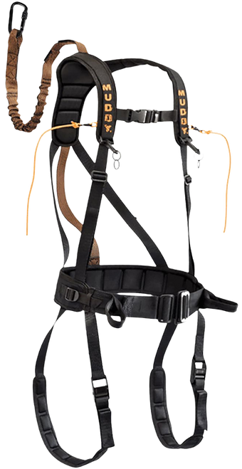 Muddy MUD-MSH400-XL The Safeguard Safety Harness Lightweight Padded Nylon, Max Waist 44", 230-300 lbs. Capacity,  Cam Leg Buckles