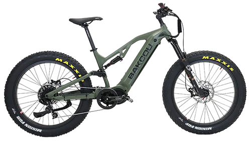 Bakcou E-bikes BSC19GB21 Scout Large Matte Army Green 19" Frame, 11 Speed Sram NX, 11-42t Rear Cassette BafangUltra Mid-Drive Motor