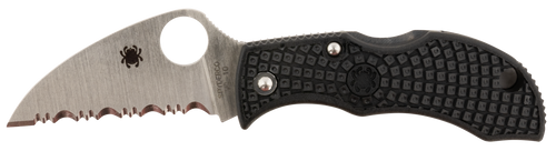 Spyderco MBKWSB Manbug  1.91" Folding Wharncliffe Serrated Non-Reflective Black TiCN VG-10 SS Blade, Black Textured FRN Handle