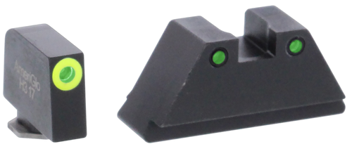 AmeriGlo GL252 Optic Compatible Sight Set for Glock  XL Tall Green Tritium LumiGreen Outline Front Sight-Green Tritium Black Outline Rear Sight