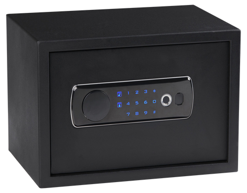 Bulldog BD5020 Duo w/Shelf Digital Keypad/Biometric/Key Entry Black Powder Coat Steel Holds 2 Handguns LED Keypad