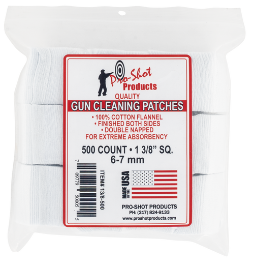 Pro-Shot 138500 Cleaning Patches  6mm/7mm 1.38" Cotton Flannel 500 Per Pkg
