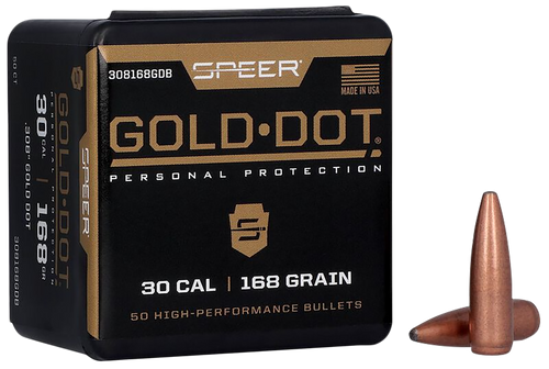 Speer 308168GD Gold Dot  30Cal 168gr Soft Point 50 Per Box/20 Case