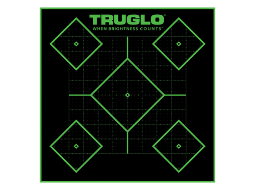 TruGlo TG14A25BB Tru-See 5- Diamond Target Self-Adhesive Heavy Paper Black/Green 12"x12" 25 Pack