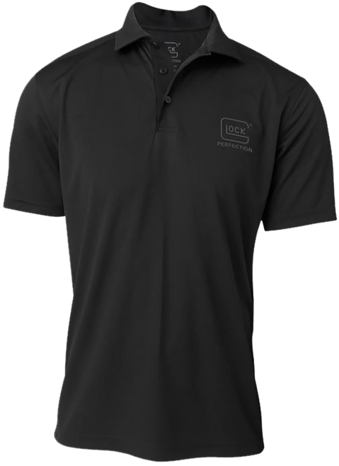 Glock AP96214 Glock Perfection Polo  Black Polyester Mesh Short Sleeve XL
