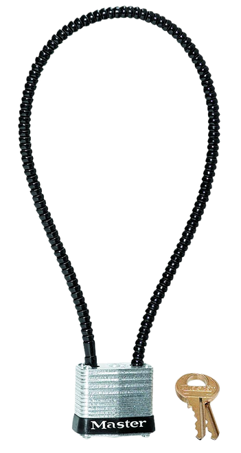 Master Lock 107DSPT Cable Lock Keyed Different Open With Key Silver Steel Firearm Fit- Universal 14"