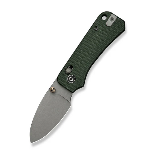 CIVIVI Baby Banter 2 Thumb Stud & Crossbar Lock Knife Green Canvas Micarta Handle (2.34"" Gray Stonewashed Nitro-V Blade) C23074-3