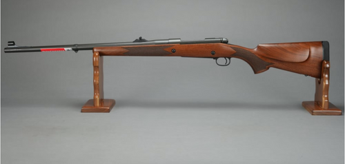 Winchester Repeating Arms 535204161 Model 70 Safari Express Full Size 375 H&H Mag 3+1 24" Matte Blued Free Floating Steel Barrel, Matte Blued Steel Drilled & Tapped Receiver, Satin Walnut Fixed w/Deluxe Cheek Piece Stock, Right Hand