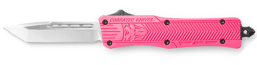 CobraTec Knives SPKCTK1STNS CTK-1  Small 2.75" OTF Tanto Plain D2 Steel Blade/Pink Aluminum Handle Features Glass Breaker Includes Pocket Clip