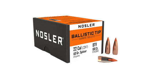 Nosler 39510 Ballistic Tip  22Cal 40gr Spitzer Point 100/Box