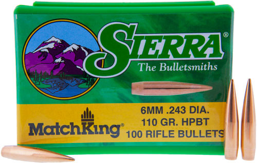 110GR HP-BT MATCH 100CTSIERRA BULLETS 6MM .243 
