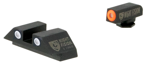 Night Fision GLK003003OGW Tritium Night Sights For Glock  Green Tritium Orange Outline Front Sight- Green Tritium White Outline Rear Sight Glock 42/43/43X
