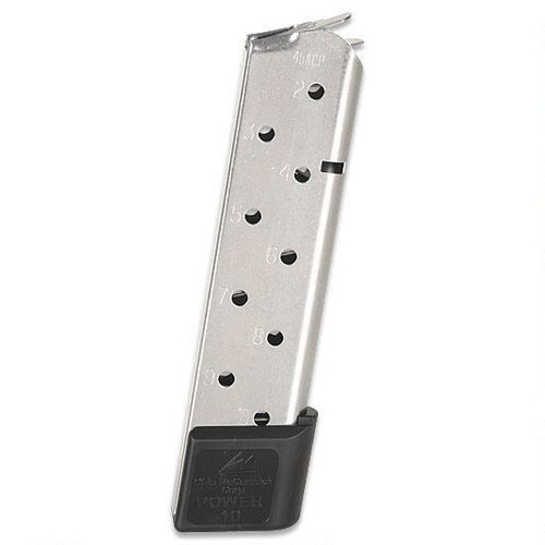 Chip McCormick Full-Size 1911 Railed Power Mag (RPM) Handgun Magazine Stainless .45 ACP 10/rd