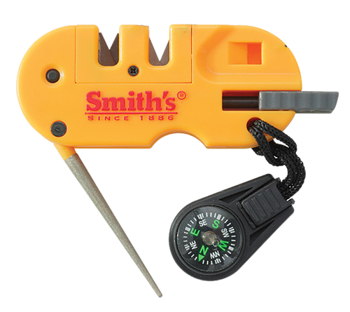 Smiths Products 50364 Pocket Pal X2 Sharpener and Outdoor Tool Hand Held Fine/Medium/Coarse Carbide, Ceramic, Diamond Sharpener Plastic Handle Yellow