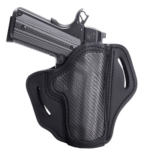 1791 Gunleather CFBH1SBLR BH1  OWB 01 Stealth Black Leather with Carbon Fiber Belt Slide Right Hand