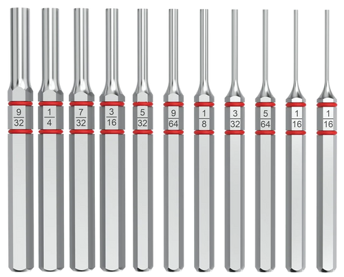 Real Avid AVAPKS Accu-Punch Standard Pin Punch Set Silver Steel Universal Firearm 11 Pieces