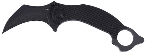 CRKT 2635 DU Hoc Deadbolt 3.62" Fixed Karambit Plain Black Powder Coated D2 Steel Blade, Black G10 Handle