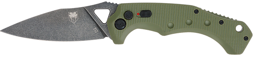 CobraTec Knives ODGAFRYK Ryker  3.75" Folding Plain Black Stonewashed D2 Steel Blade, 5" OD Green Textured G10 Handle