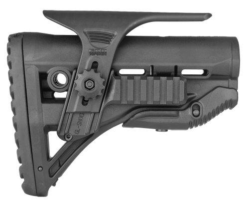 FAB Defense FXGLSHOCKPC GL-Shock PCP Buttstock for AR-15/ M16/ M4 Adjustable Cheek-Rest w/Built-In Dual Picatinny Rail Black Mil-Spec Polymer
