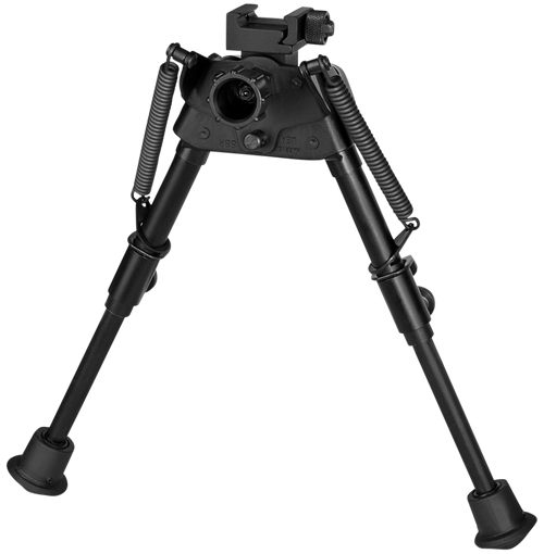 Harris Bipods S-BRP Swivel BR Picatinny, 6-9", Black Steel/Aluminum, Rubber Feet