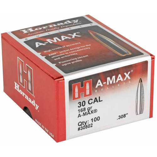 Hornady 30 Cal .308 168 gr A-MAX Bullets 100 Count