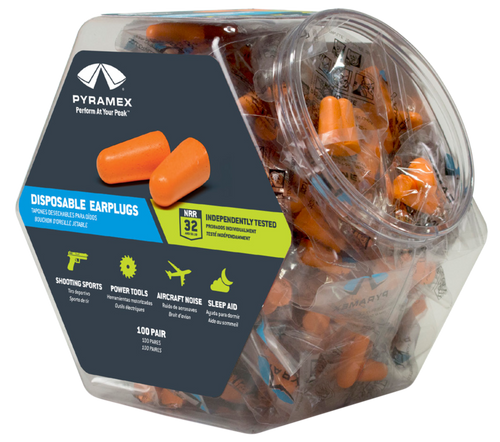 Pyramex PYDP1000BN Disposable Earplugs Foam 32 dB In The Ear Orange Adult 100 Pair