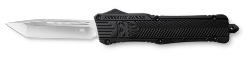 CobraTec Knives LBCTK1LTNS CTK-1  Large 3.25" OTF Tanto Plain D2 Steel Blade/Black Aluminum Handle Features Glass Breaker Includes Pocket Clip