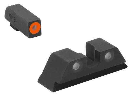 Meprolight USA 402243137 Hyper-Bright Sight Set Green Tritium Orange Outline Front Sight-Green Tritium Black Outline Rear Sight Glock 17/17L/19/22