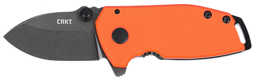 CRKT 2486 SQUID  Compact 1.75" Folding Drop Point Plain Stonewashed D2 Steel Blade, Blaze Orange G10/SS Handle