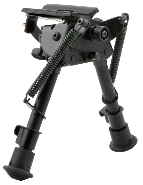 Harris Bipods BRMS Swivel BR Swivel Stud, 6-9", Black Steel/Aluminum, Notched Legs, Rubber Feet