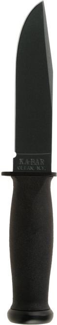 Ka-Bar 2221 Mark I  5.13" Fixed Clip Point Plain Black 1095 Cro-Van Blade, Black Kraton G Handle, Includes Sheath