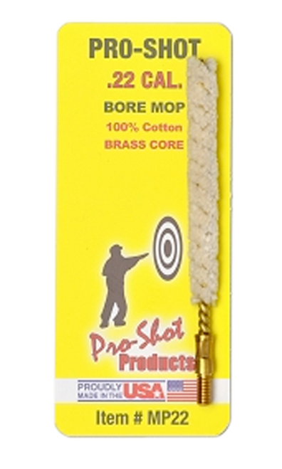 Pro-Shot MP22 Bore Mop  .22 Cal Handgun/Rifle #8-32 Thread   Cotton 1.75" Long