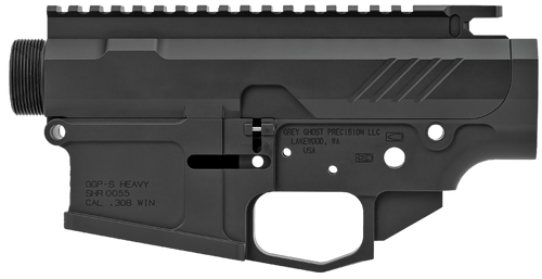 Grey Ghost Precision GGPSHEAVYRCVR AR MKII Heavy Receiver Set AR-10 Platform Multi-Caliber, 7075-T6 Aluminum w/Black Hardcoat Anodized Finish, Flared Mag Well, Optics Ready