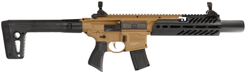 Sig Sauer Airguns AIRMCXCANEBRAKE MCX Canebrake Air  CO2 (Not Included) 177 Pellet 30rd, FDE Metal Rec, Removable Fixed Black Synthetic Stock, Flat Trigger, Flip-Up Sights