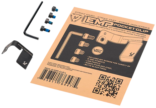 Strike Industries EMPCLIPL Magazine Pocket Clip  Stainless Steel Black for SI EMP Mag Extension Left Hand