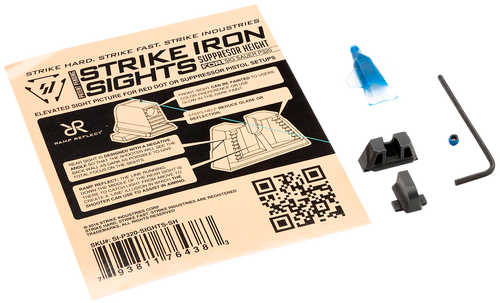 Strike Industries P320SIGHTSSH Strike Iron Sights  Black/Blank Front Sight Black/Blank Rear Sight Sig Sauer P320 with Rear Dovetail Suppressor Height