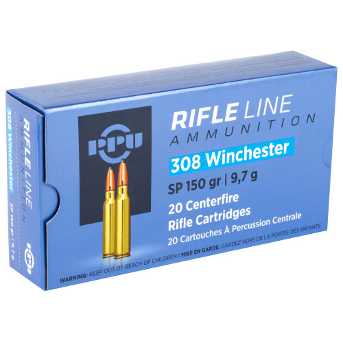 PPU 308 Win Ammo 150gr SP Ammunition - 20 Rounds