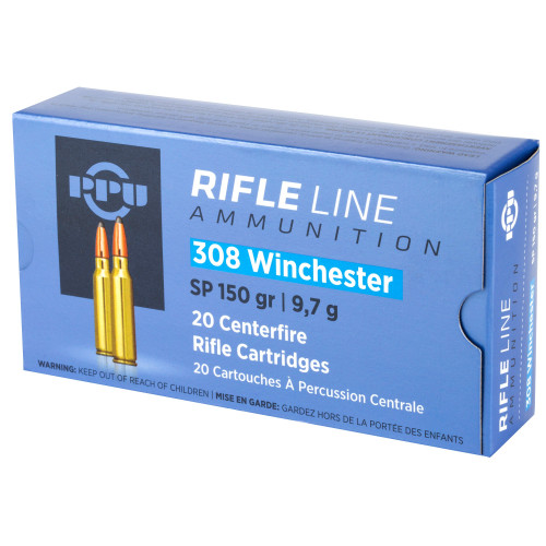 PPU 308 Win Ammo 150gr SP Ammunition - 20 Rounds