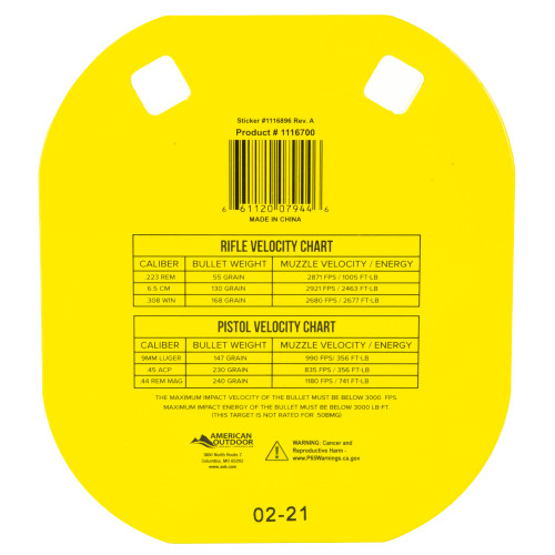 CALDWELL AR500 5" YELLOW