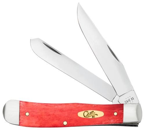 Case 10760 Dark Red Bone Trapper Folding Clip Point/Spey Plain Mirror Polished Tru-Sharp SS Blade/Smooth Dark Red/Pinched Bolsters Bone/SS Handle