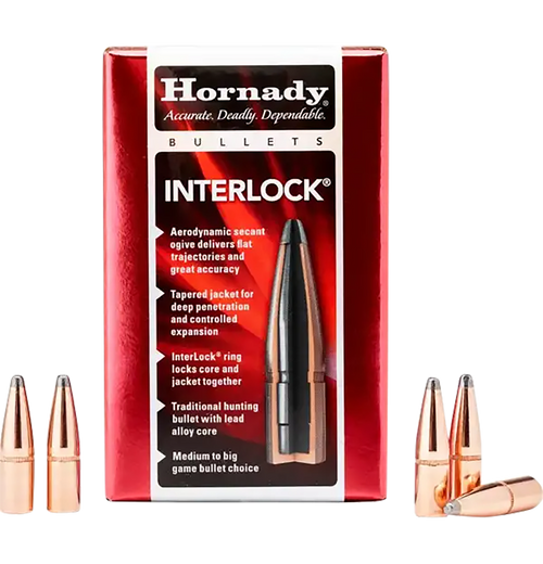 Hornady 3335 InterLock  338 Cal .338 250 gr Soft Point Recoil Proof 100 Per Box/ 15 Case