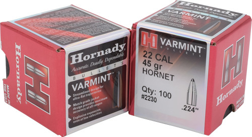 45GR JSP 100CT 40BX/CSHORNADY BULLETS 22 CAL .224 