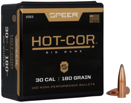 Speer 2053 Hot-Cor  30Cal 180gr Spitzer Soft Point 100 Per Box/5 Case