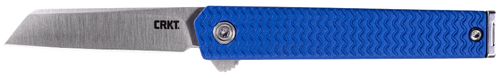 CRKT 7083 CEO Microflipper Micro 2.21" Flipper Sheepsfoot Plain Satin 12C27 Sandvik Blade, Blue Textured w/Silver Liner & Accents Aluminum Handle, Includes Pocket Clip