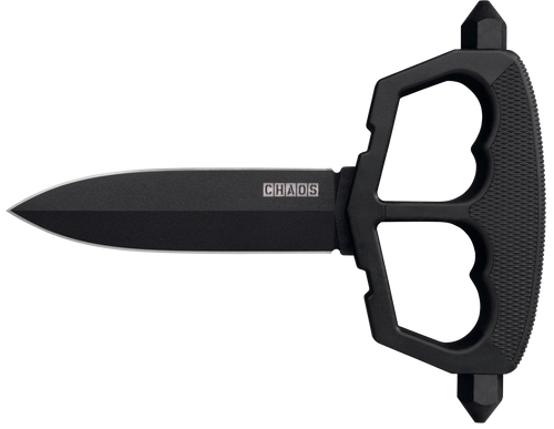 Cold Steel CS80NT3 Chaos Push Knife 5" Fixed Plain Black Matte Powder Coat SK-5 Steel Blade/ Black w/D-Guard Handle Griv-Ex w/Overmold Kray-Ex Handle Includes Belt Loop/Sheath